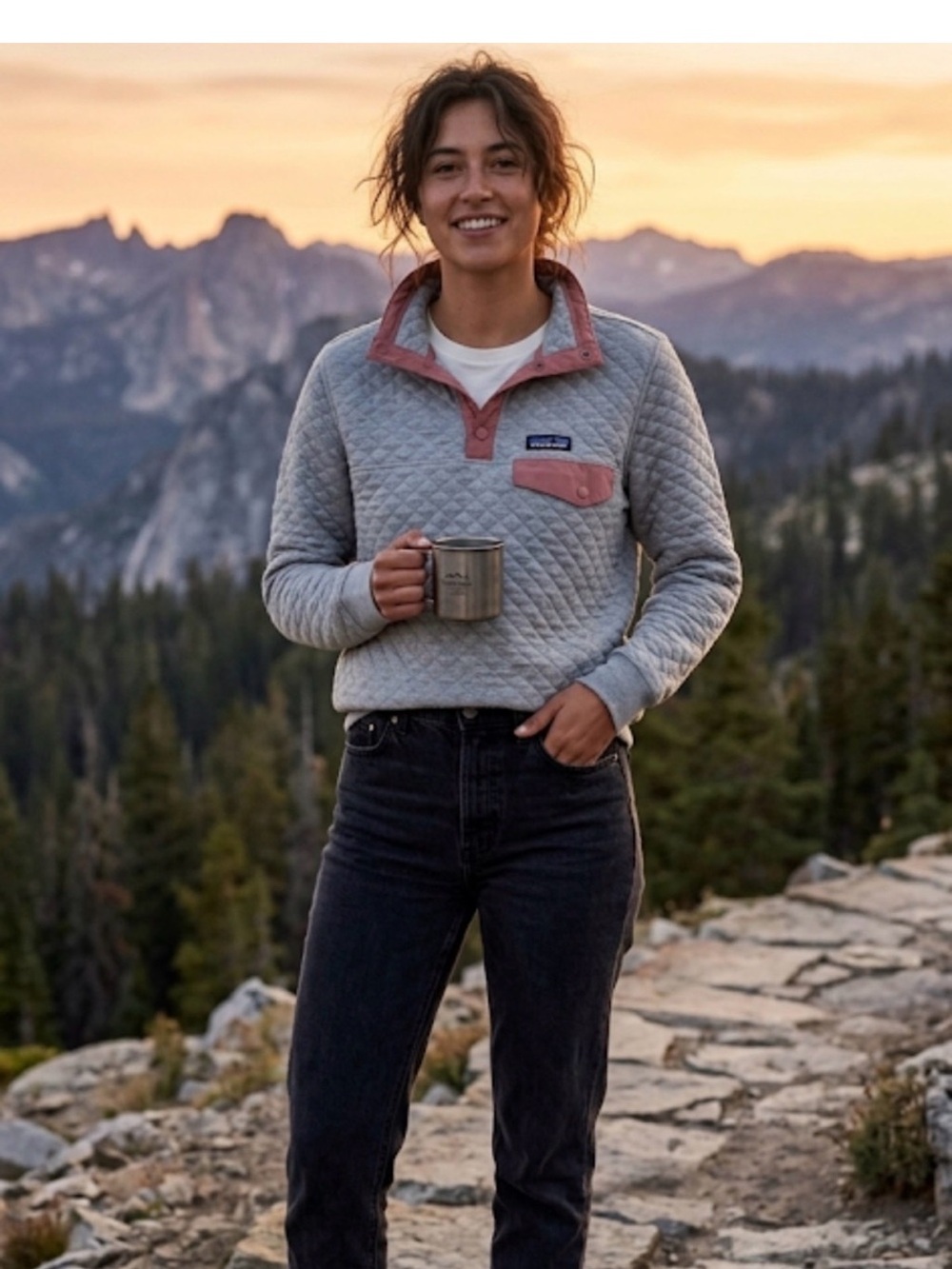 Patagonia Quilted Snap Pullover sweatshirt fleece top Light Gray women’s large - Picture 2 of 13